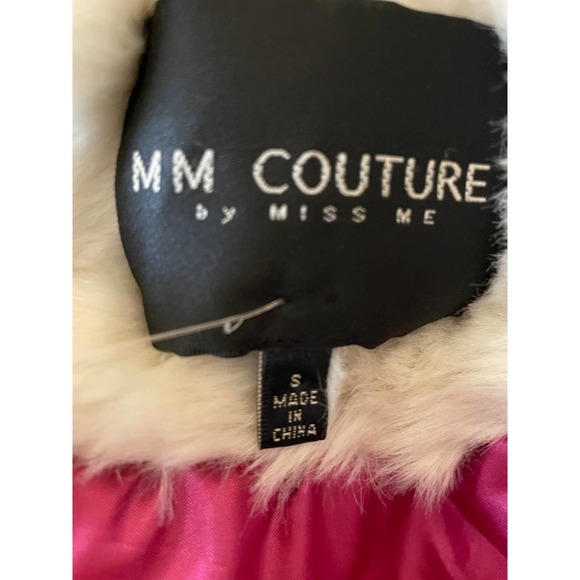 MM Couture by Miss Me Womens Faux Fur Jacket Tie-Waist 3/4 Sleeve Size S Cream - Picture 11 of 13